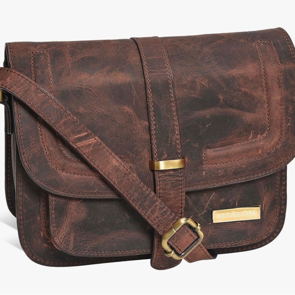 ESTALON Leather Crossbody Purses For Women - Medium Size Women's Mocha